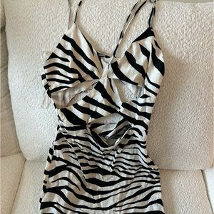zebra zara skinny strap dress